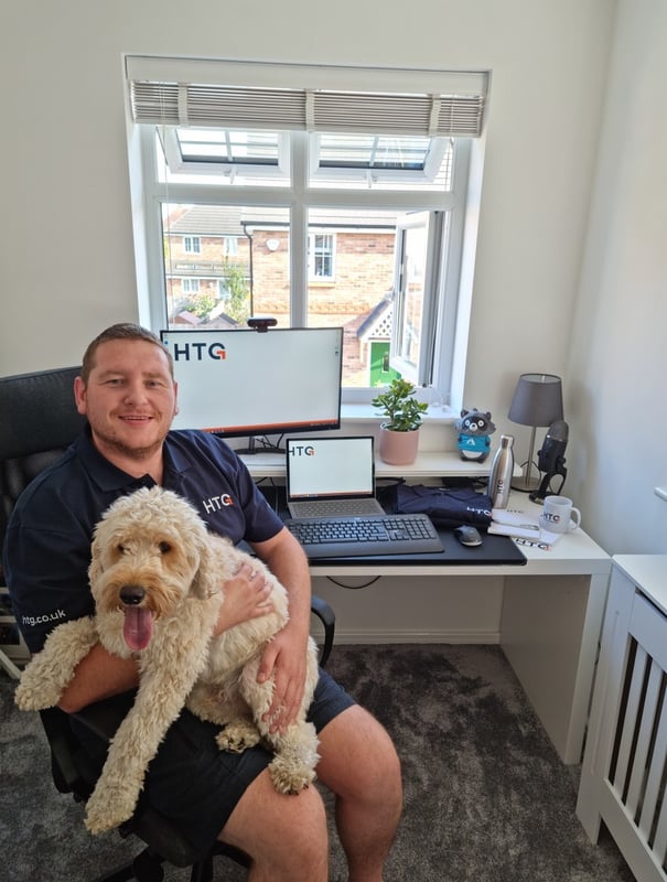 HTG appoints new Microsoft Azure SME Chris Wright (picture of Chris with his Dog)
